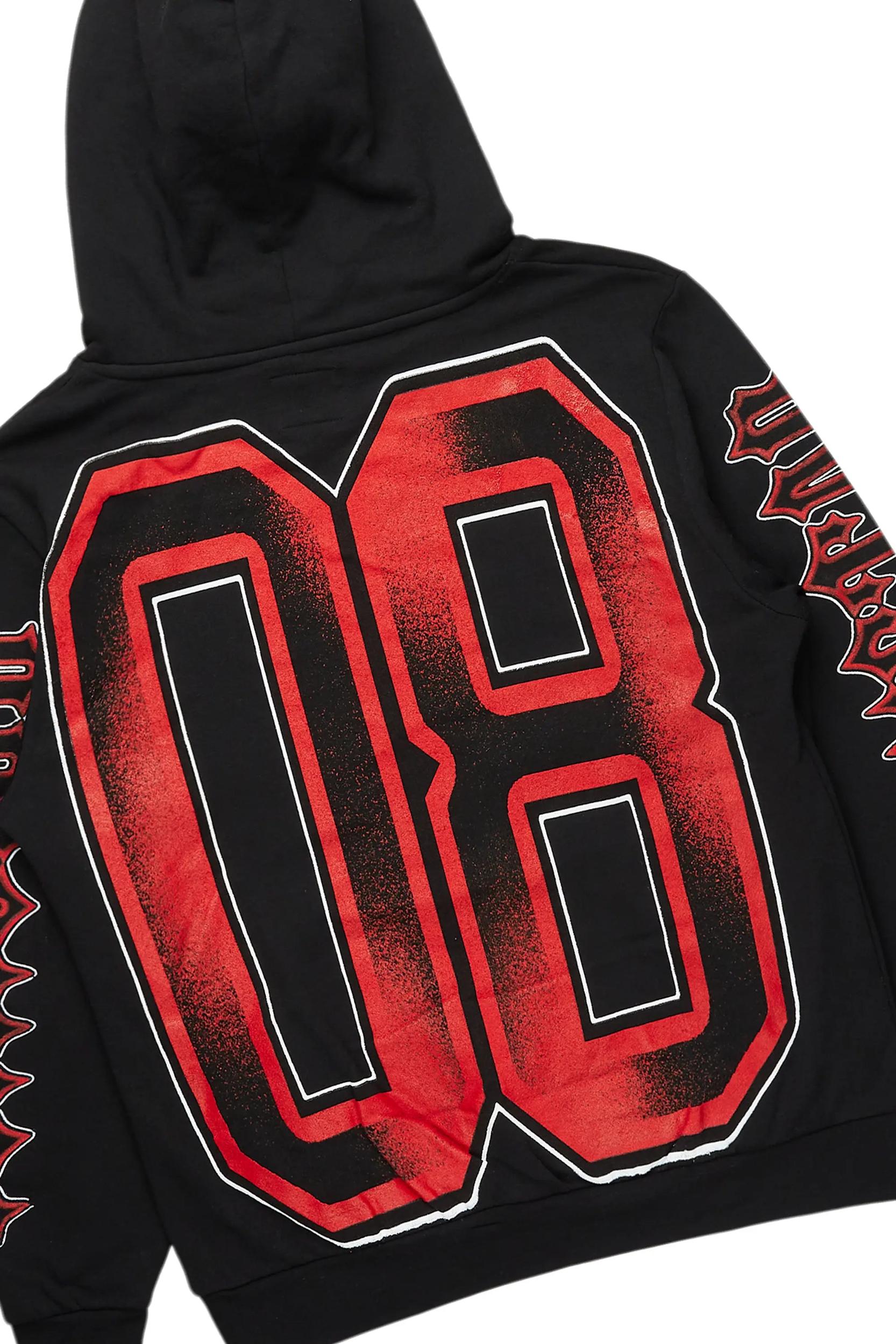 Alim Black/Red Hoodie/Baggy Track Pant Set Male Product Image