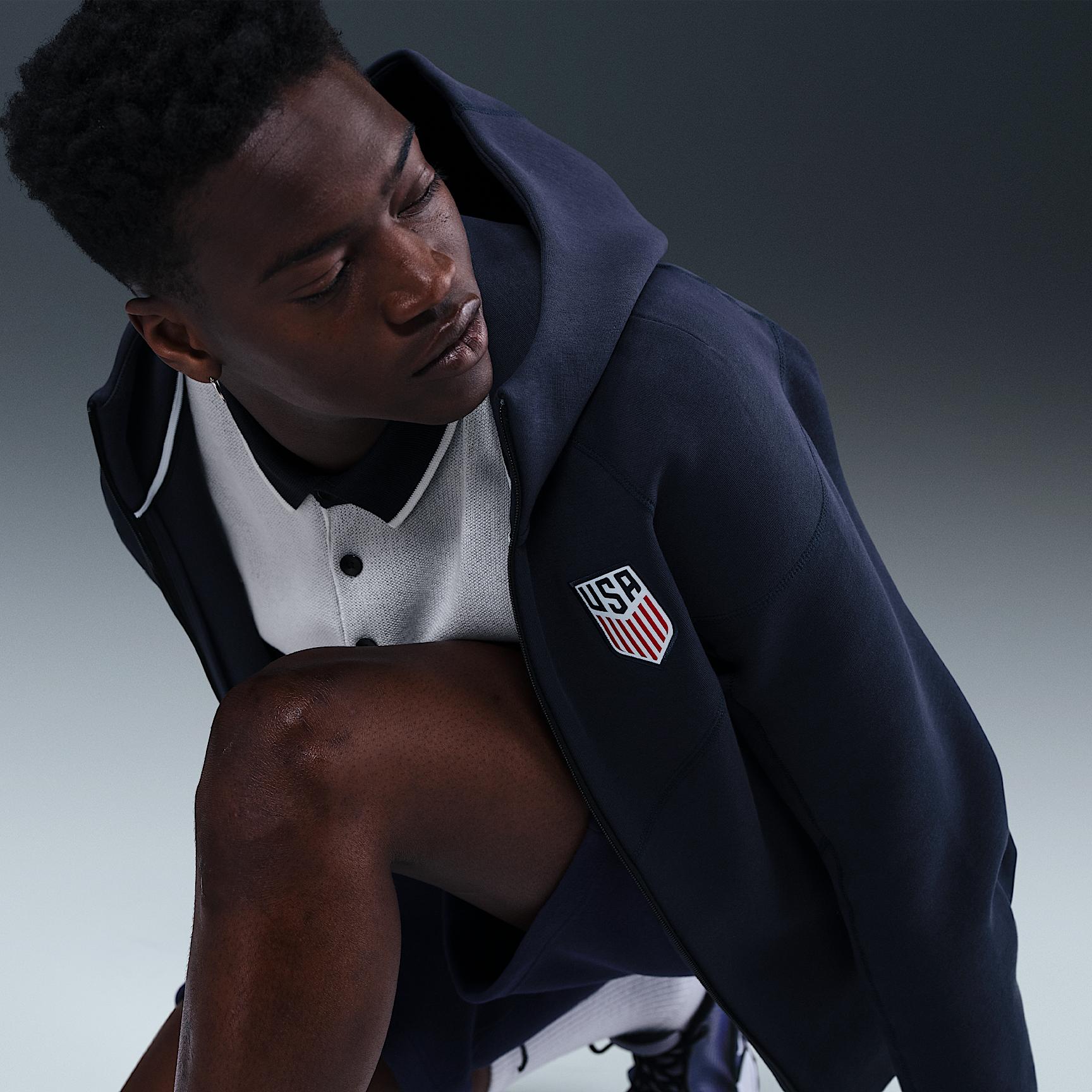 USMNT Tech Windrunner Nike Mens Soccer Fleece Full-Zip Hoodie | HF5098-451 Product Image