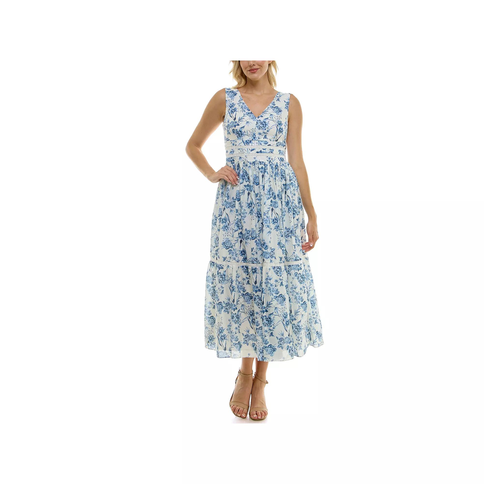 Women's Taylor V-Neck Fit & Flare Dress, Size: 2, White Blue Jay Product Image