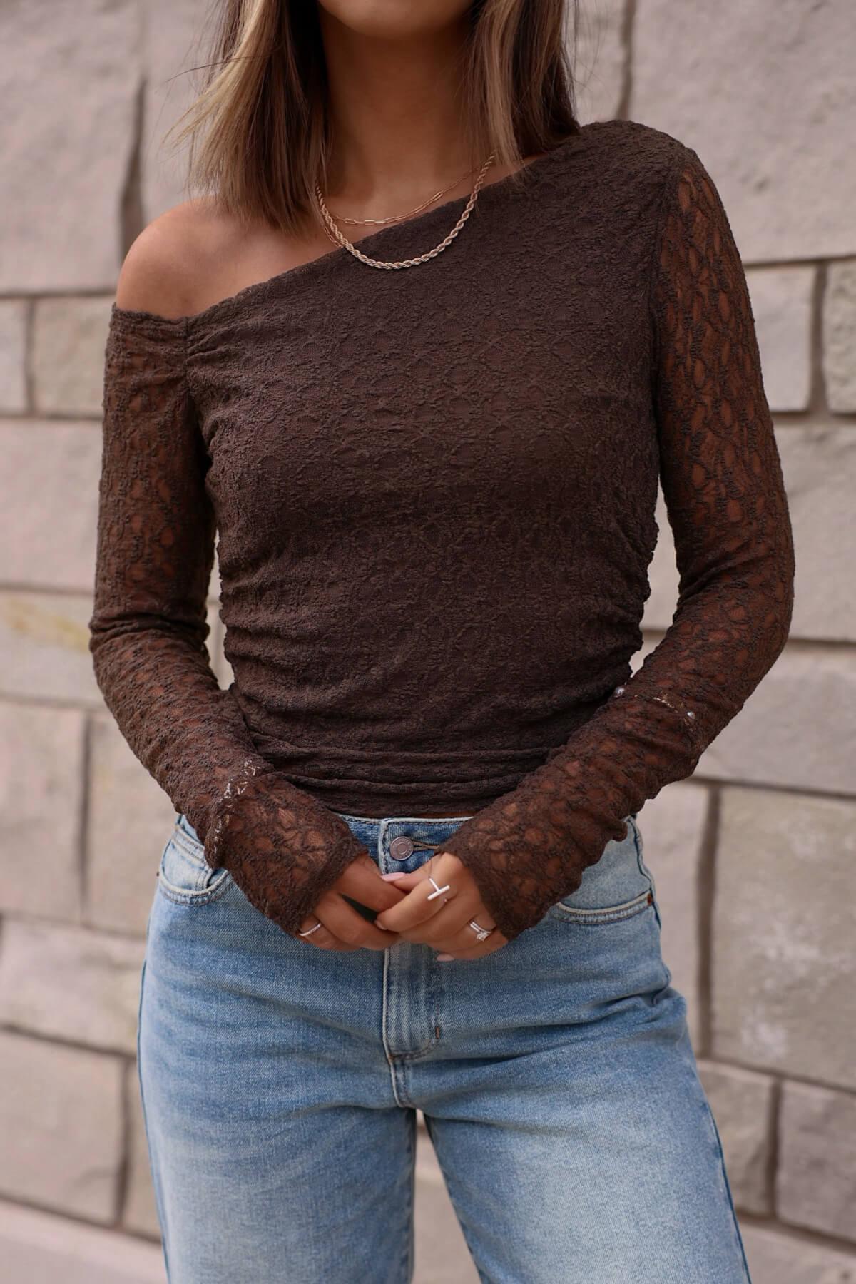 Espresso Elegance Off The Shoulder Top - FINAL SALE Product Image