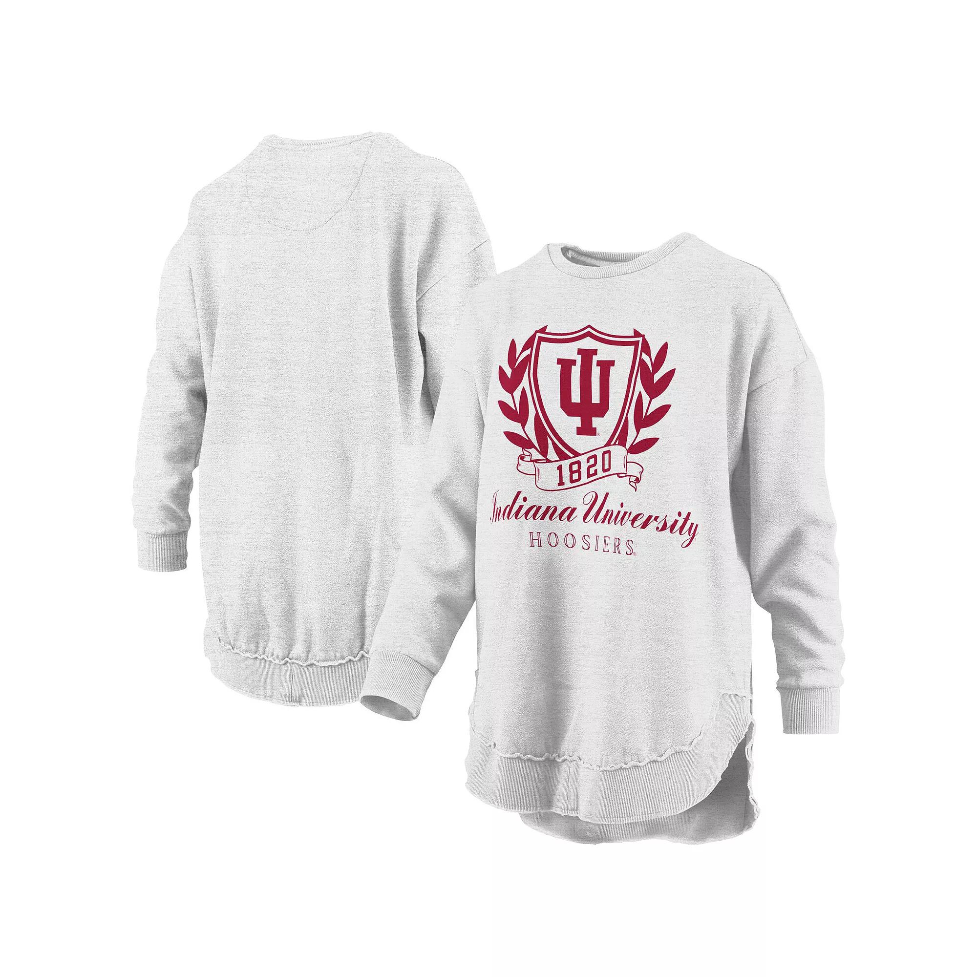 Women's Pressbox Heather Gray Indiana Hoosiers Field Day Melange Poncho Pullover Sweatshirt,  Product Image