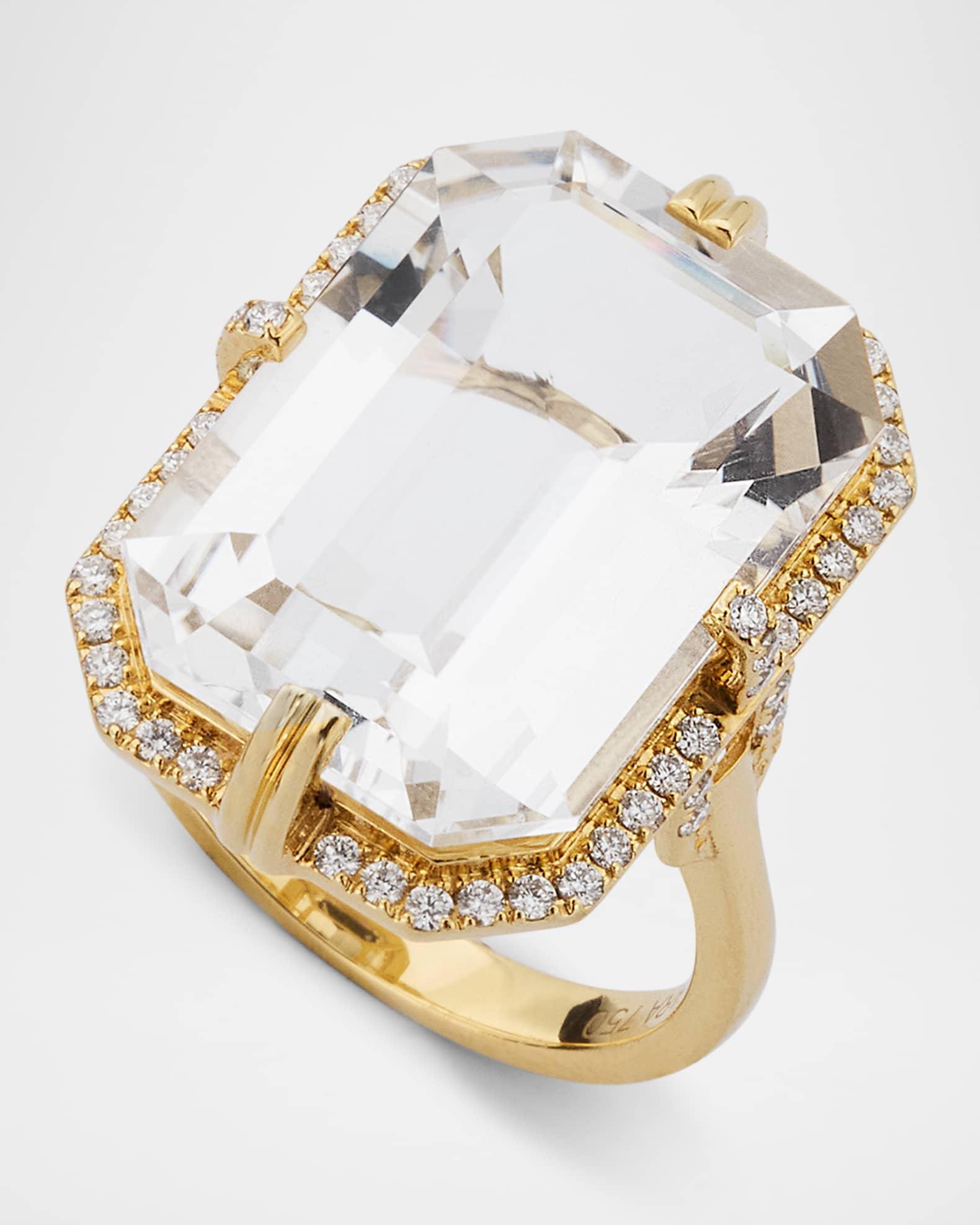 18K Yellow Gold Gossip Crystal Statement Ring with Diamonds Product Image