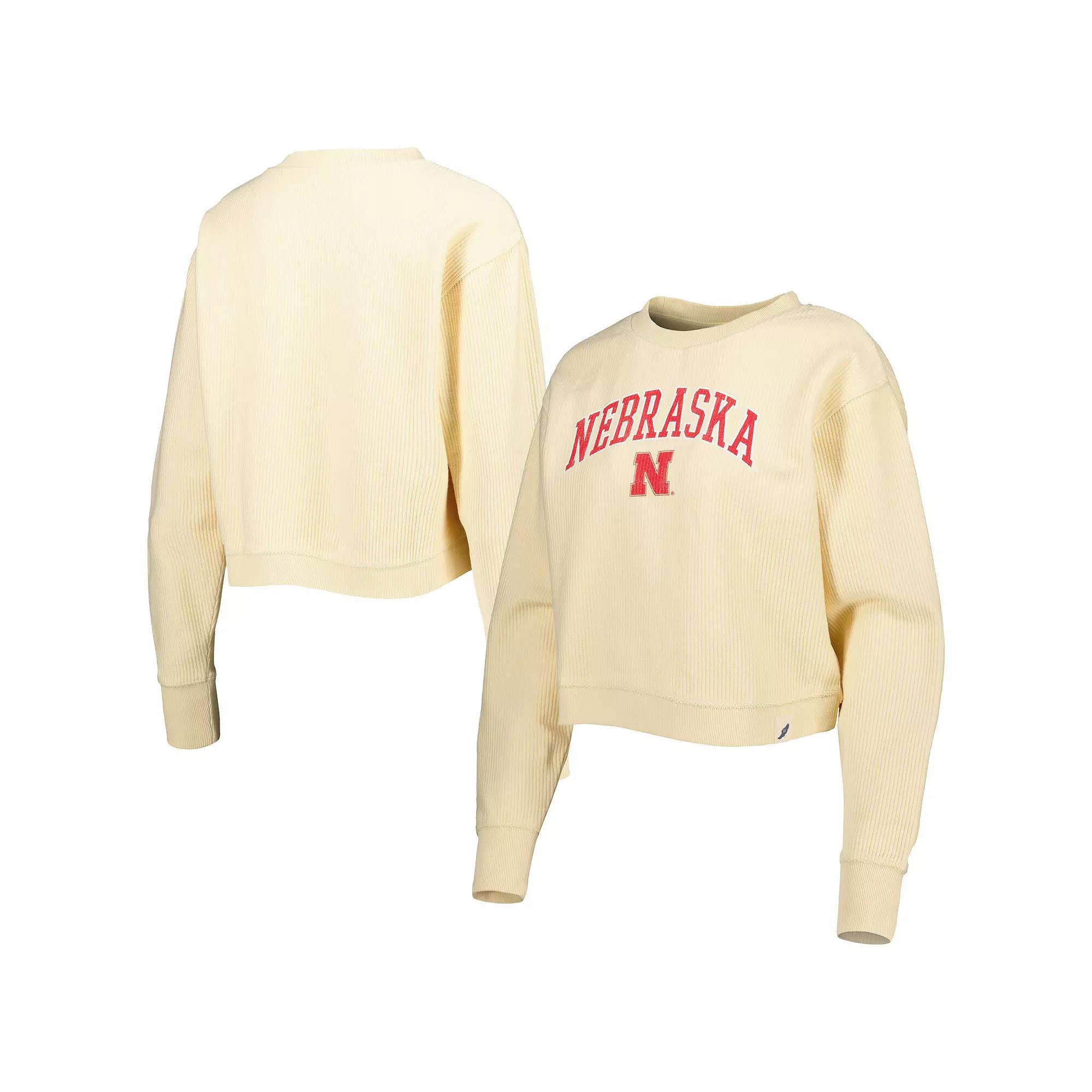 Women's League Collegiate Wear Cream Nebraska Huskers Classic Campus Corded Timber Sweatshirt,  Product Image
