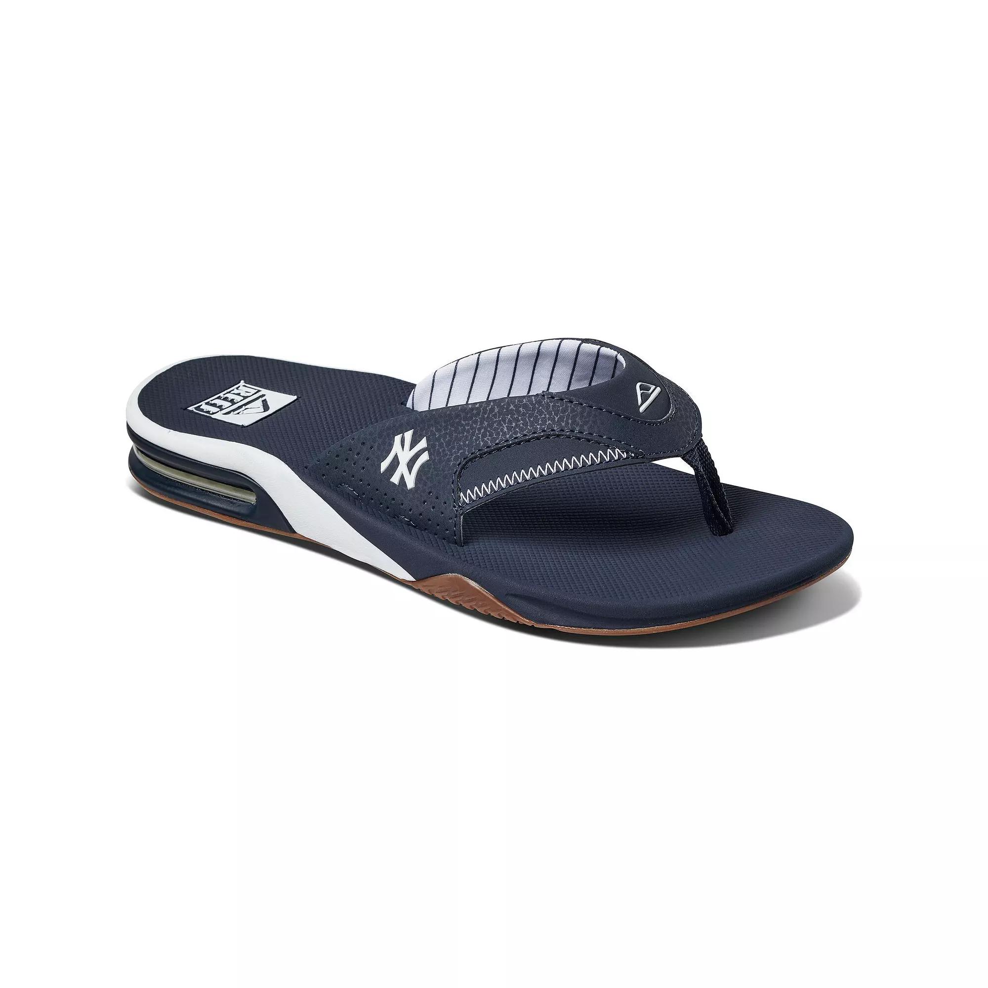 Men's REEF New York Yankees Fanning Bottle Opener Sandals, Size: 11, Blue Product Image