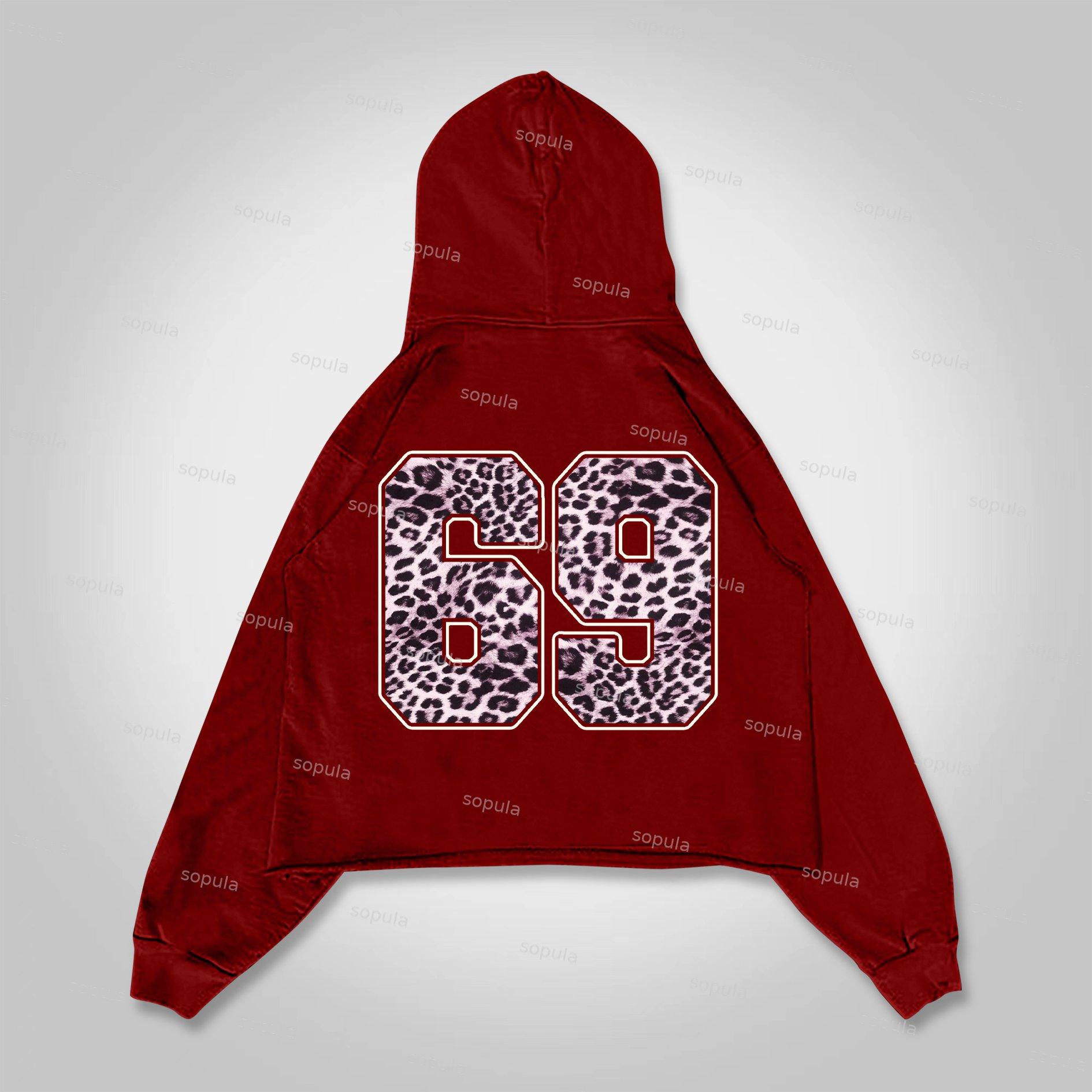 Sopula No. 69 Leopard Lips Graphic Cropped Hoodie Product Image