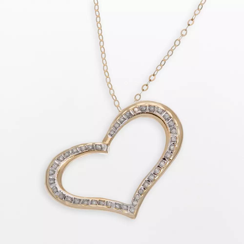 Diamond Fascination® 14k Gold Wide-Heart Pendant, Women's, Size: 18" Product Image
