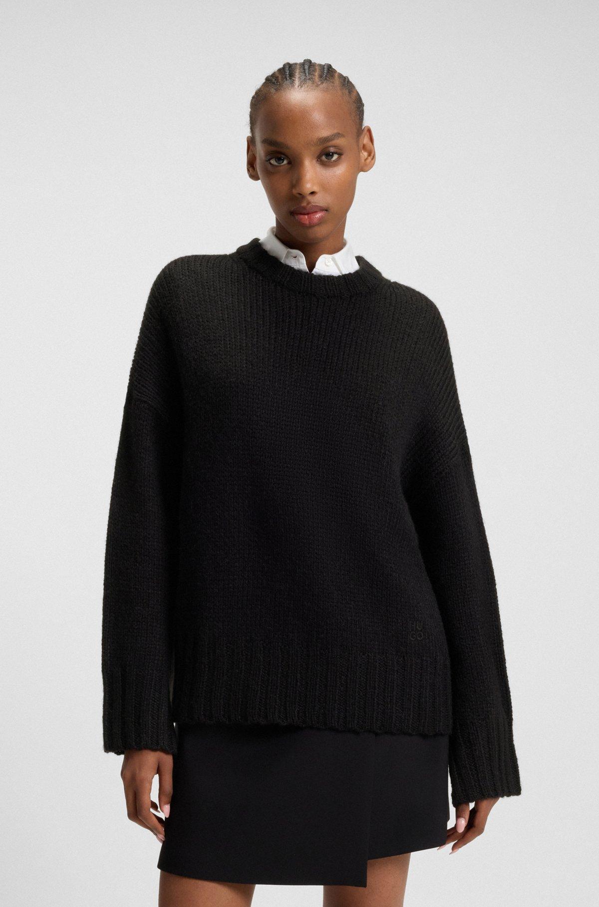 Oversize-fit knitted sweater with embroidered logo Product Image