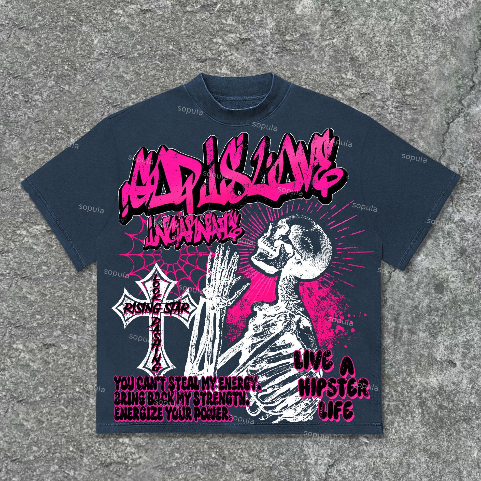 Sopula Skull Cross Graphic Print Cotton T-Shirt Product Image