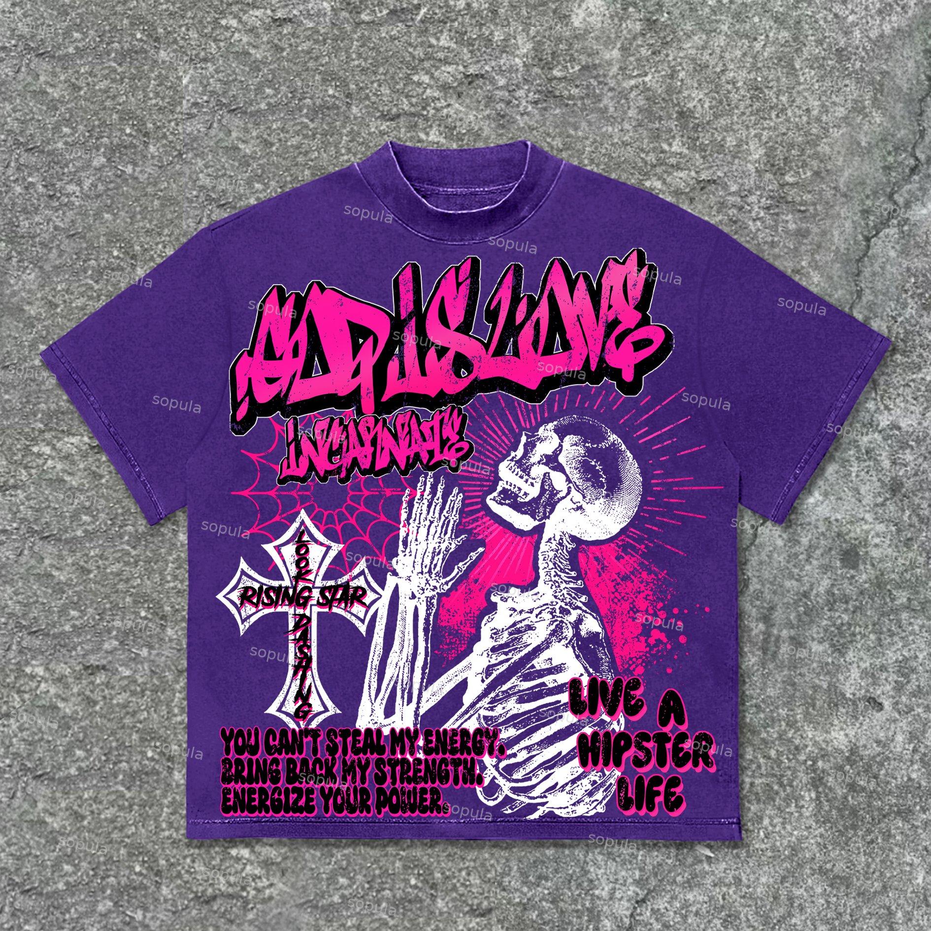 Sopula Skull Cross Graphic Print Cotton T-Shirt Product Image