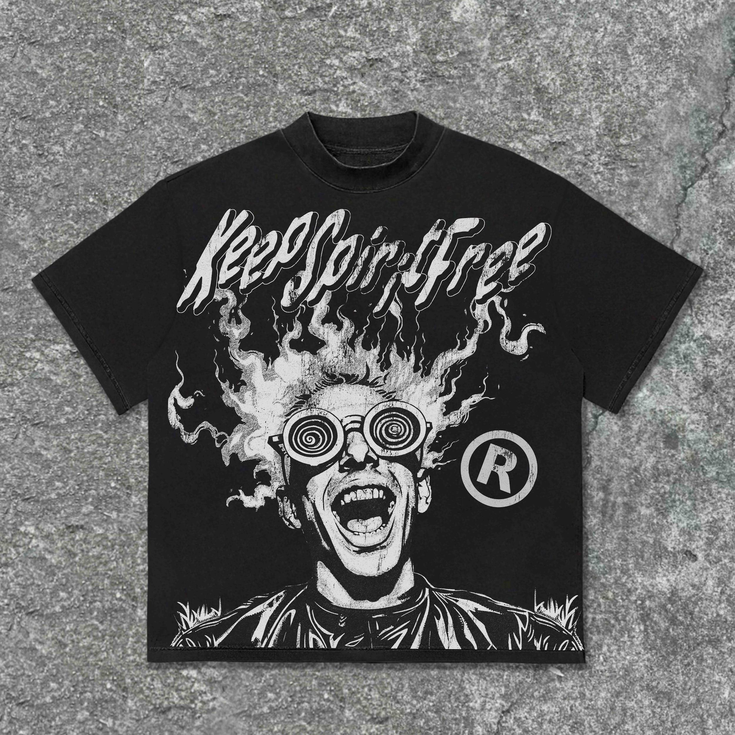 Sopula Rage Keep Spirit Free Old Graphics Cotton T-Shirt Product Image