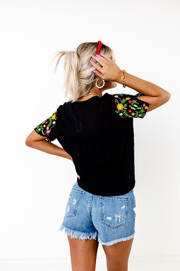 Cabana Bound Embroidered Top in Black Product Image