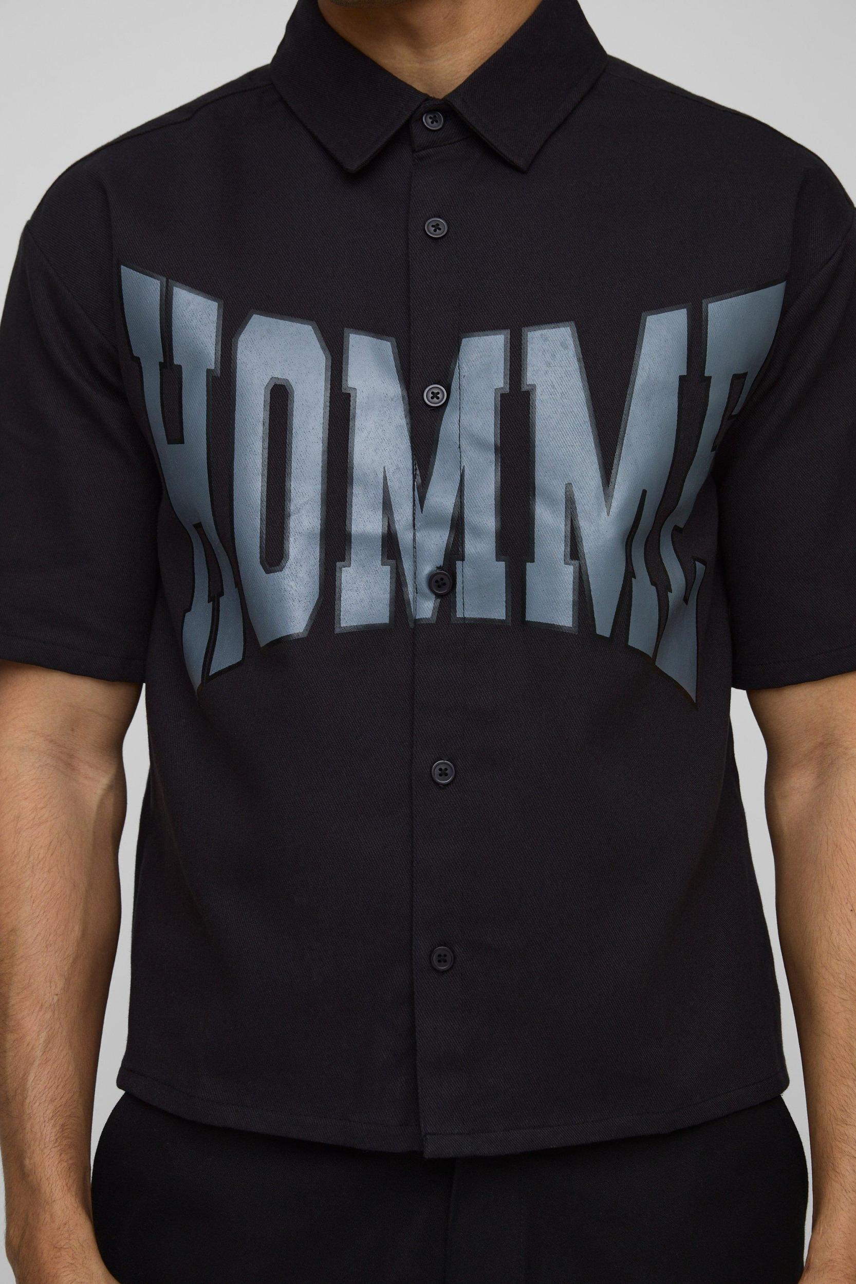 Oversized Boxy Homme Collared Shirt | boohooMAN USA Product Image