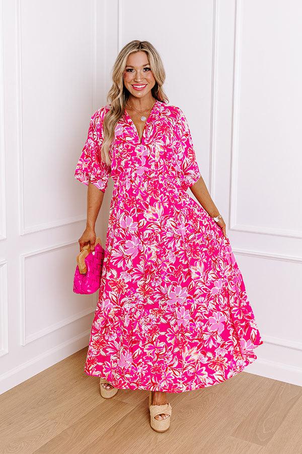 Blossom Breeze Floral Maxi In Hot Pink Product Image