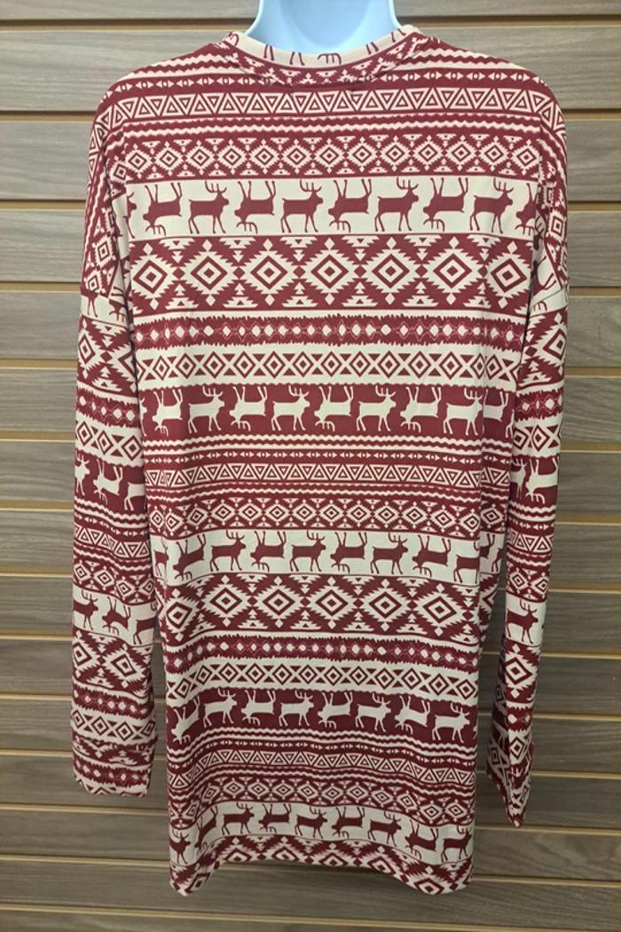 Reindeer Long Sleeve Button Top 2 Colors Product Image