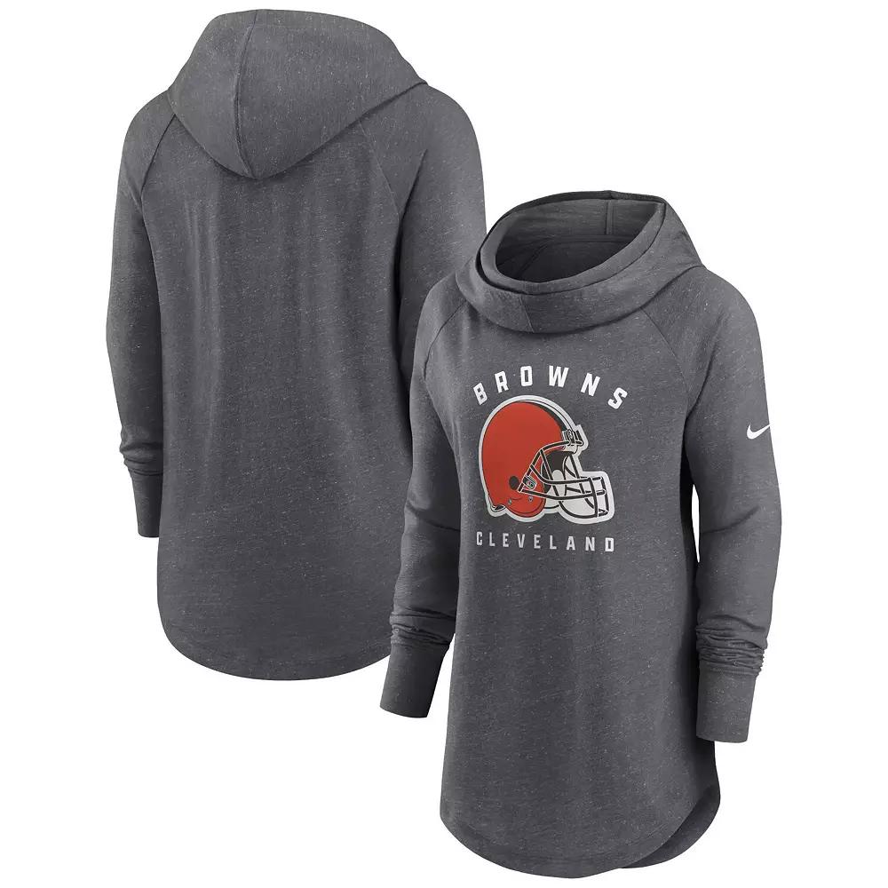 Women's Nike Heather Charcoal Cleveland Browns Raglan Funnel Neck Pullover Hoodie,  Product Image