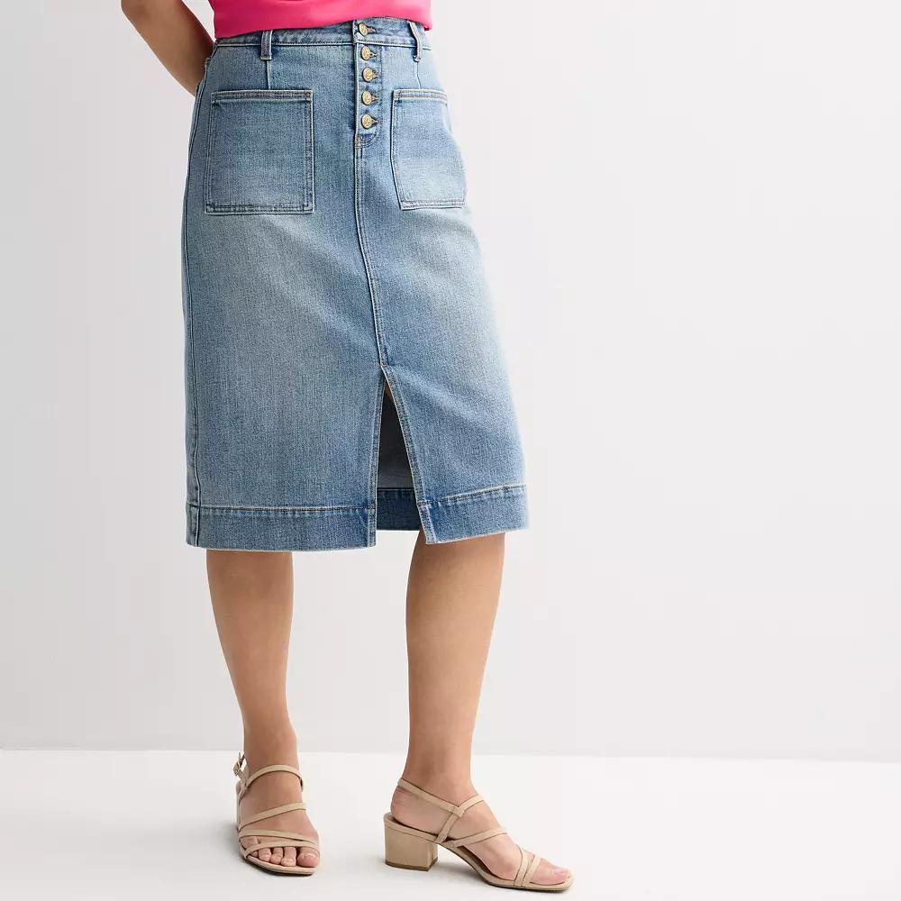 Women's Draper James Patch Pocket Denim Midi Skirt, Size: 8, Vintage Blue Product Image