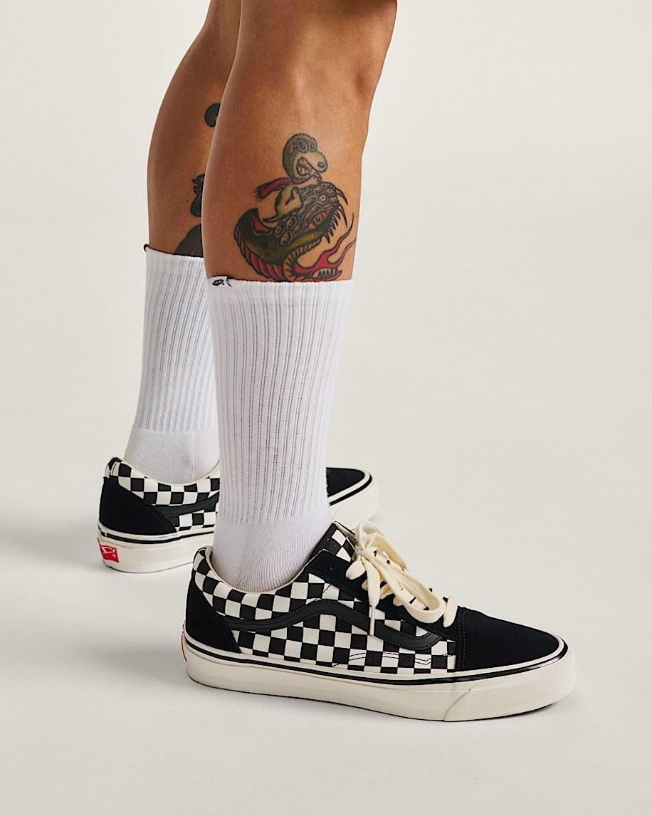 Premium Old Skool Checkerboard Shoe in Black / White| Vans US Product Image