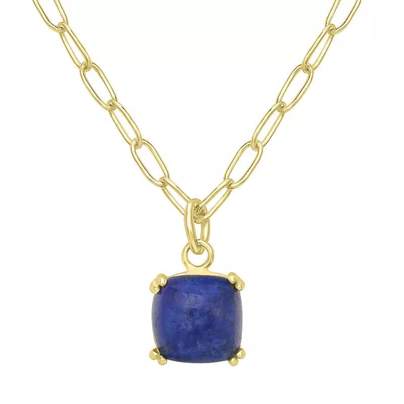Gemistry 14k Gold over Sterling Silver Stone Square Pendant Necklace, Women's, Size: 18-20" ADJ, Lapis Product Image