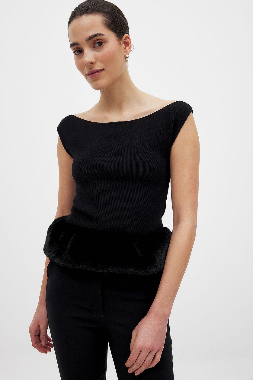 Faux Fur Detail Top Product Image