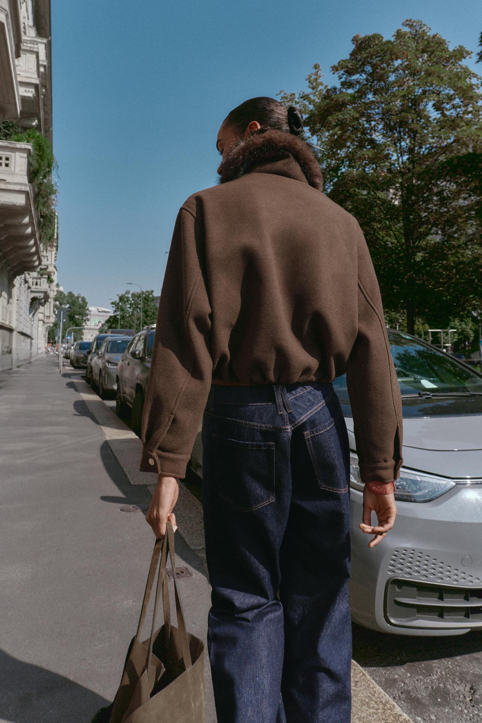 SOFT FAUX FUR COLLAR BOMBER JACKET Product Image