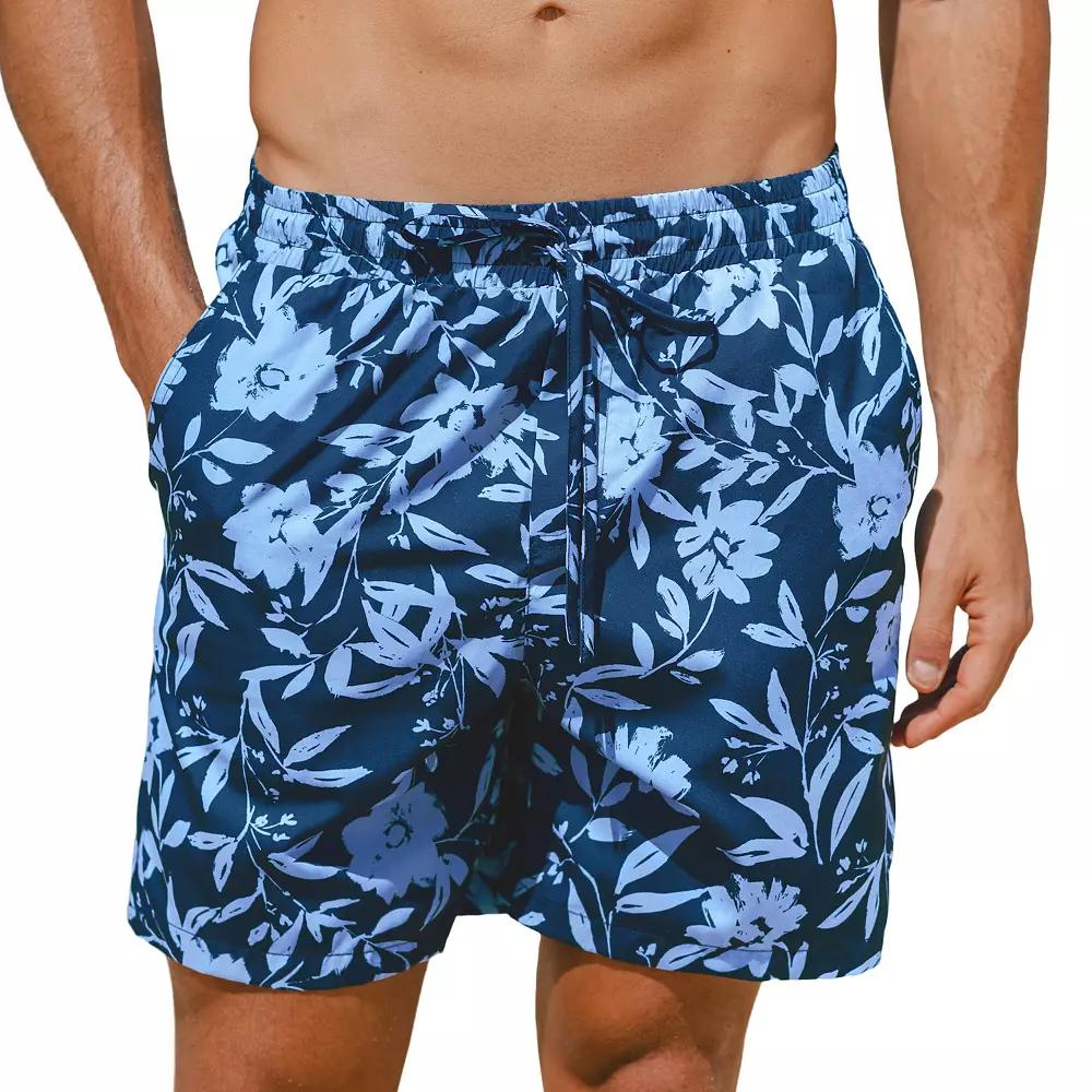 Men's Cupshe 9" Dark Vibes Floral Swim Trunks, Size: Medium, Blue Product Image