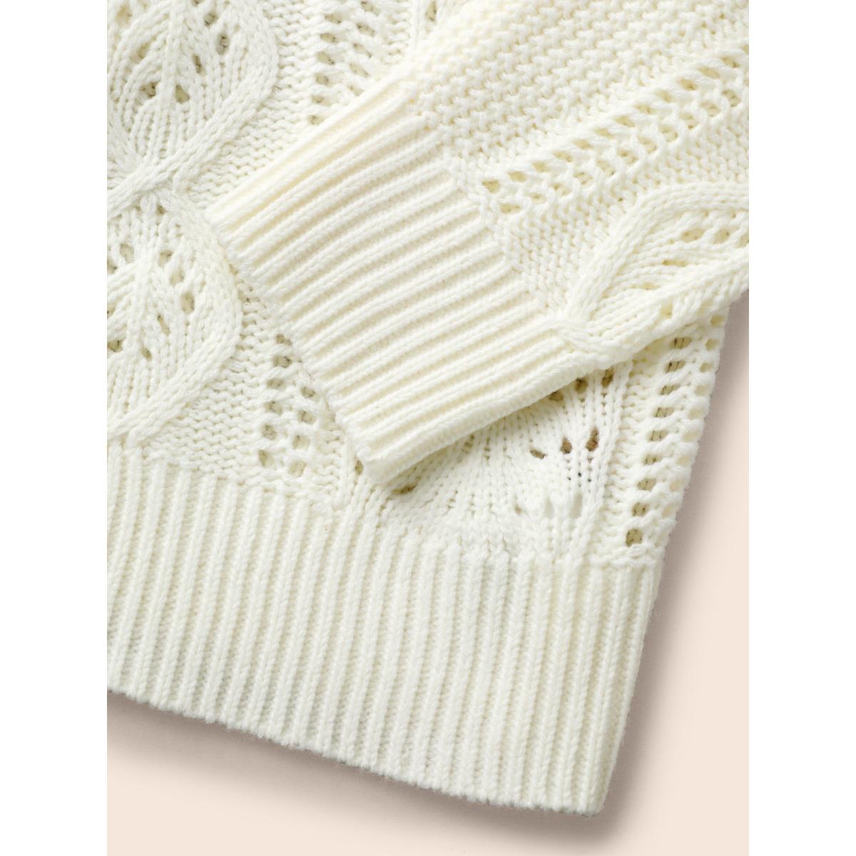 Plus Size Solid Hollow Out Button Up Cardigan Apricot Women Casual Loose Long Sleeve Everyday Cardigans BloomChic 30/6X Product Image