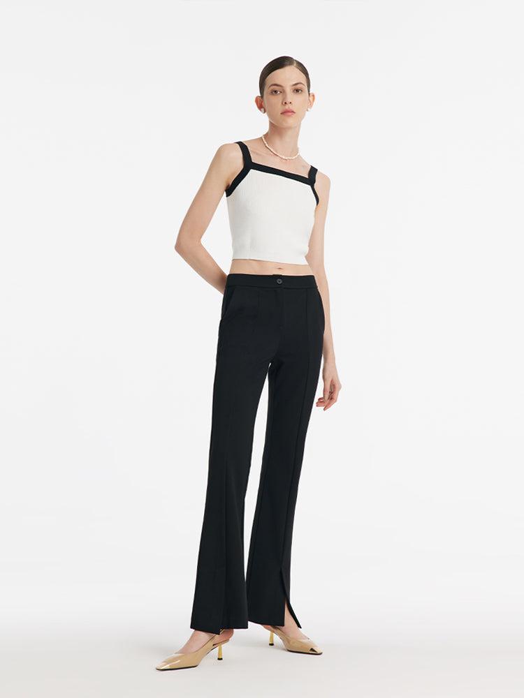 Mid-Rise Slit Micro-Flared Women Pants Product Image
