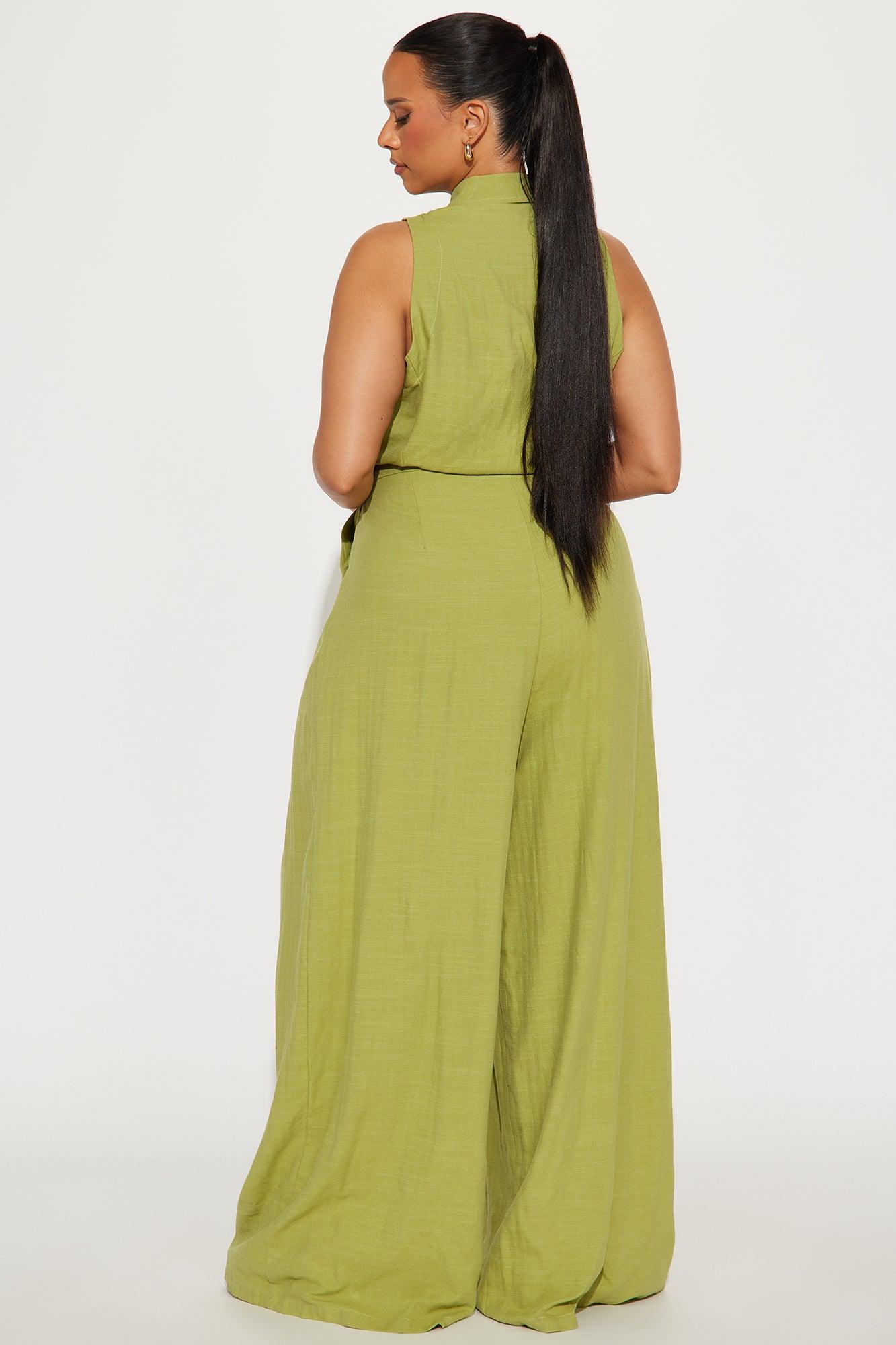 Lizzie Linen Jumpsuit - Green Product Image