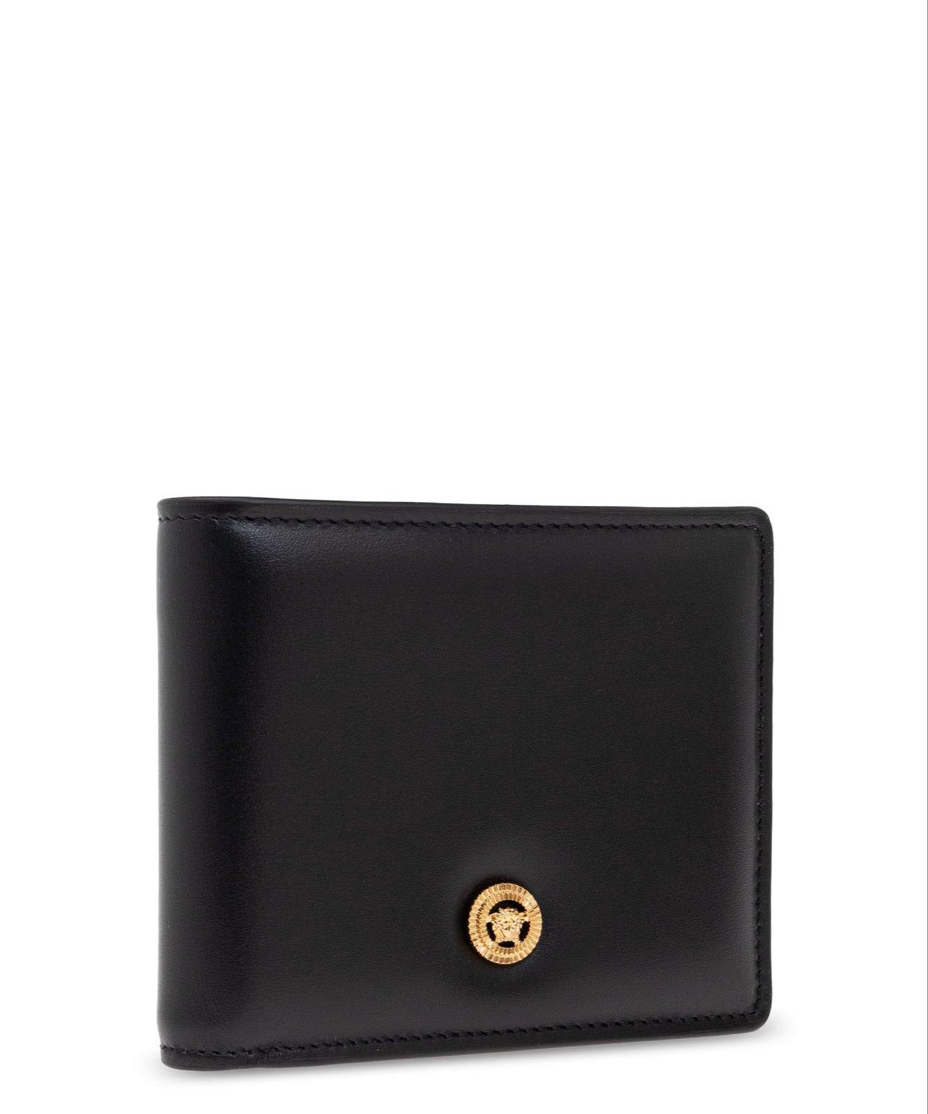 VERSACE Black Small Wallet With Medusa Biggie Logo In Leather Woman Product Image