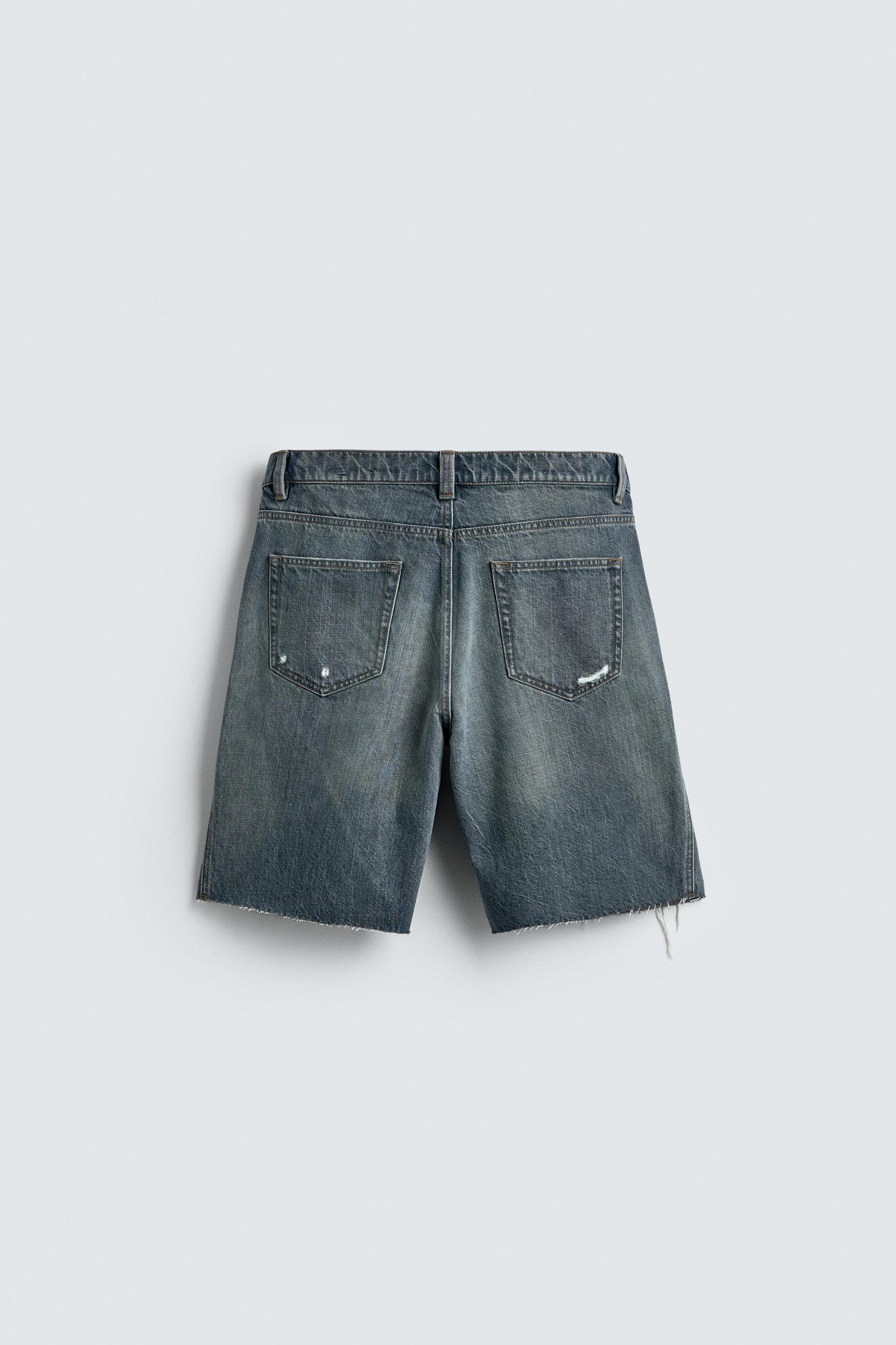 RIPPED DENIM BERMUDA SHORTS Product Image