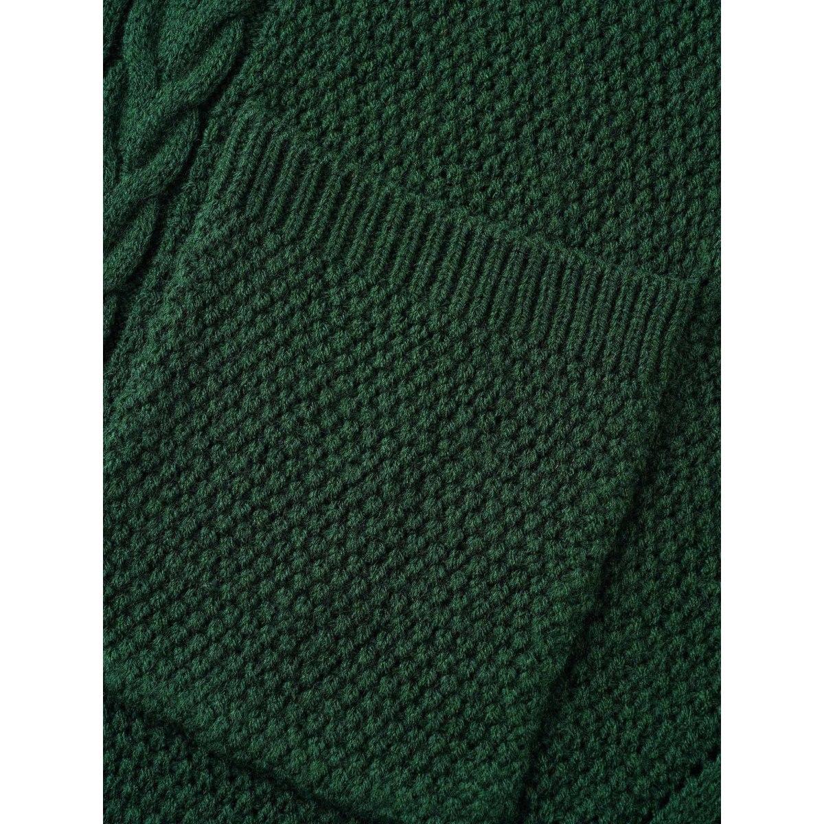 Plus Size Texture Cable Knit Patch Pocket Cardigan DarkGreen Women Casual Loose Long Sleeve Everyday Cardigans BloomChic 22-24/3X Product Image