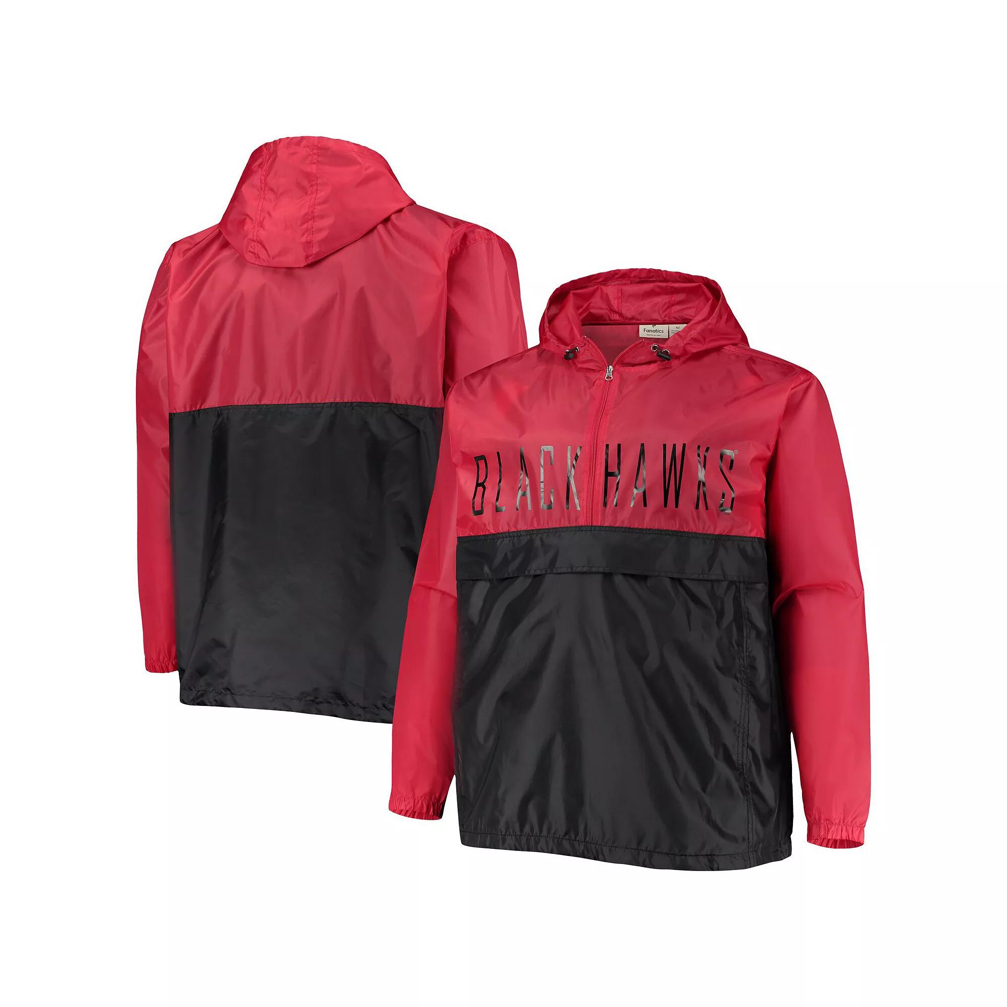 Men's Red Chicago Blackhawks Big & Tall Anorak Half-Zip Pullover Hoodie,  Product Image