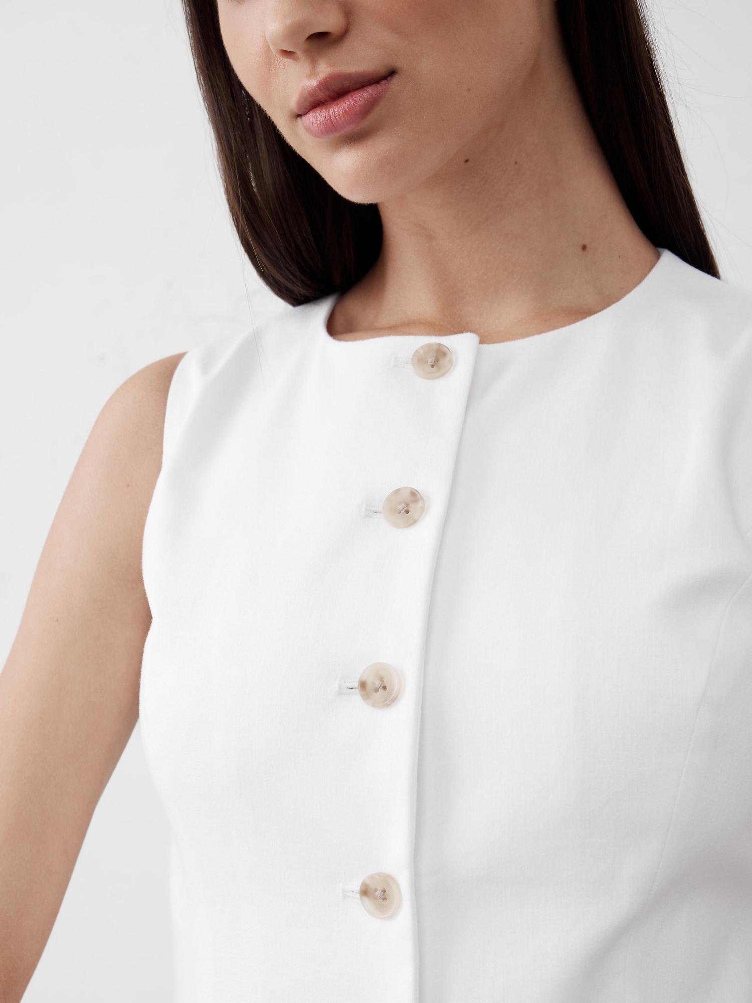 Linen-Blend Long Cutaway Vest Product Image