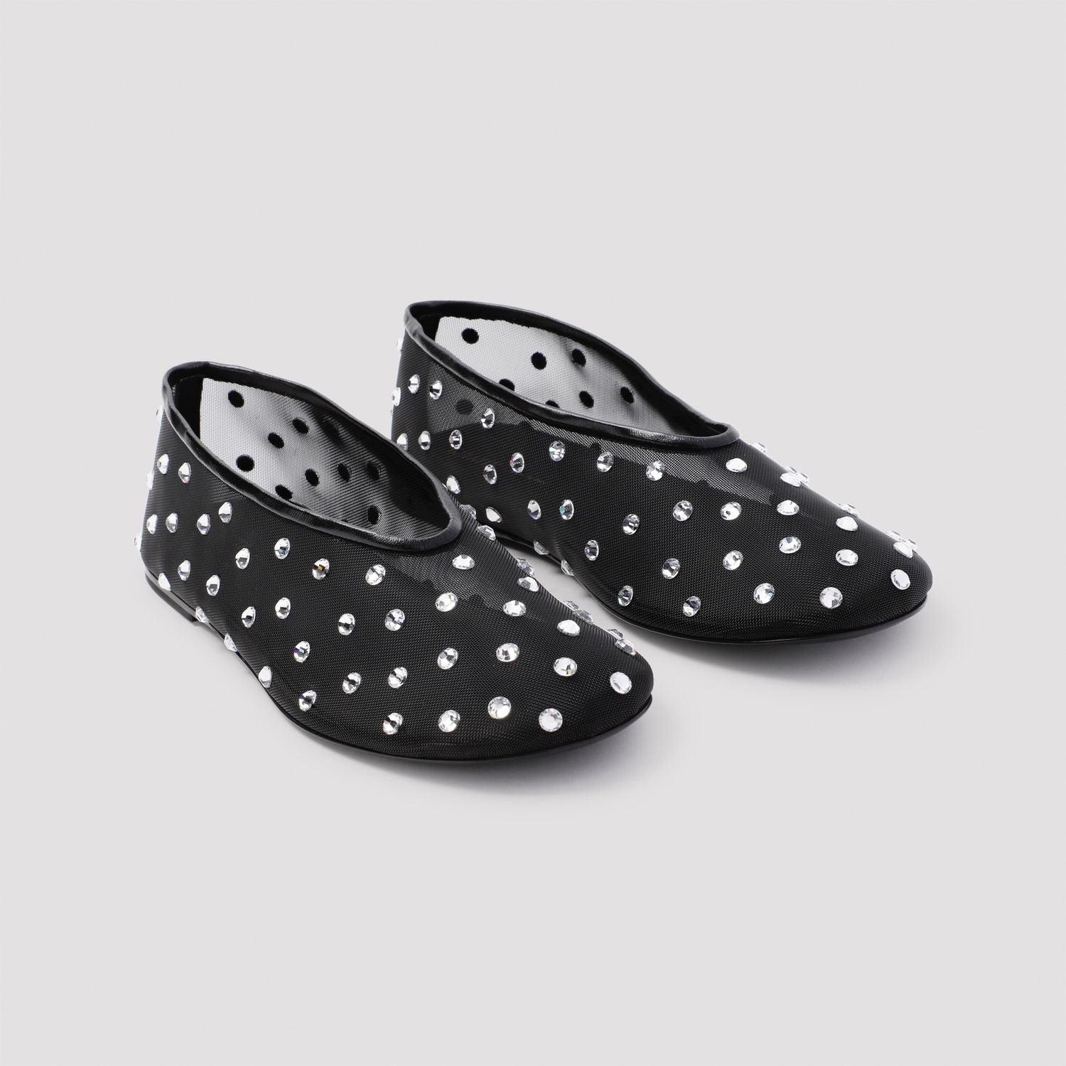 KHAITE Marcy Crystal-embellished Mesh Flats In Black Product Image