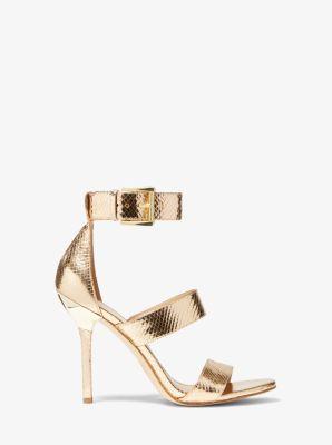 Amal Metallic Snake Embossed Leather Sandal Product Image