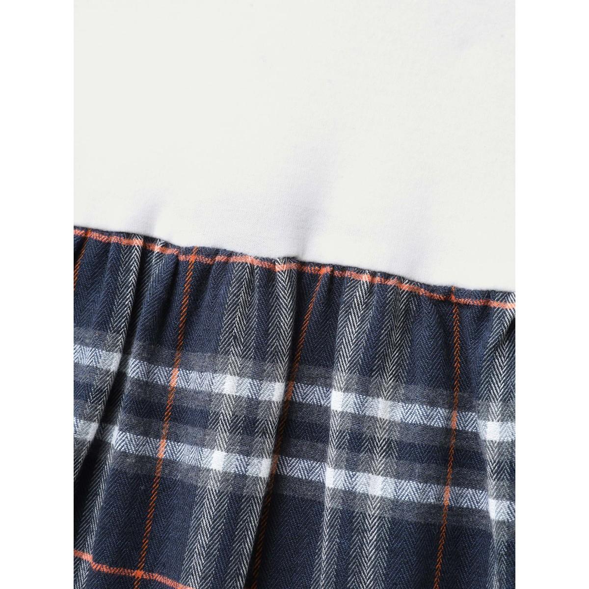 Plus Size Plaid Color Contrast Print Hoodie Women Multicolor Leisure Contrast Loose Hooded Casual Sweatshirts BloomChic 22-24/3X Product Image