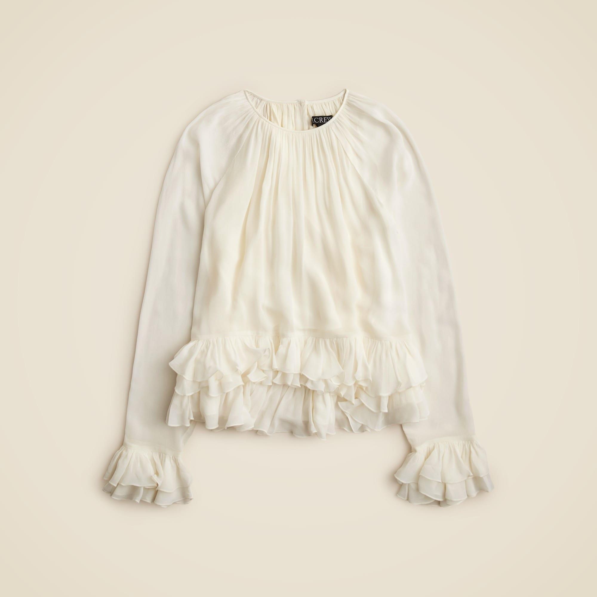 Collection ruffle top in viscose chiffon Product Image