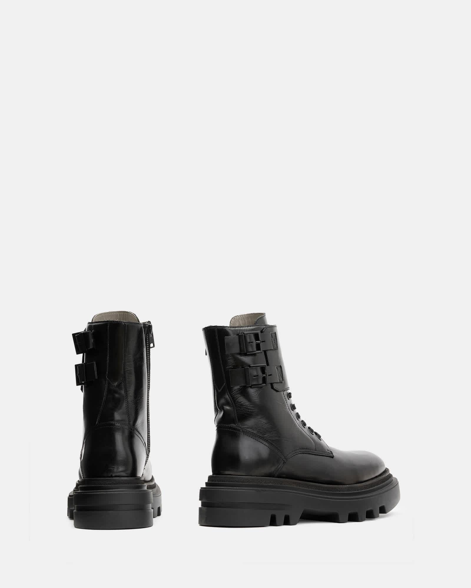 Zoe Lace Up Chunky Leather Boots Product Image