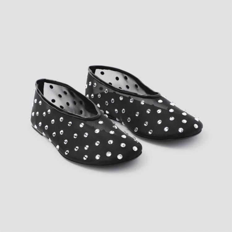 KHAITE Marcy Crystal-embellished Mesh Flats In Black Product Image