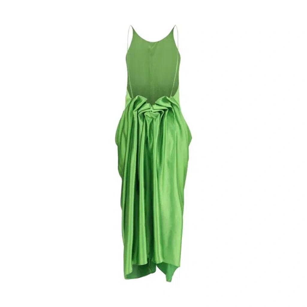 KHAITE Womens Absinthe Kent Draped Satin Maxi Dress In Green Product Image