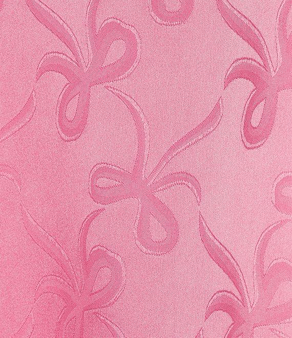 B. Darlin Satin Bow Print V-Neck Spaghetti Strap Skater Dress Product Image