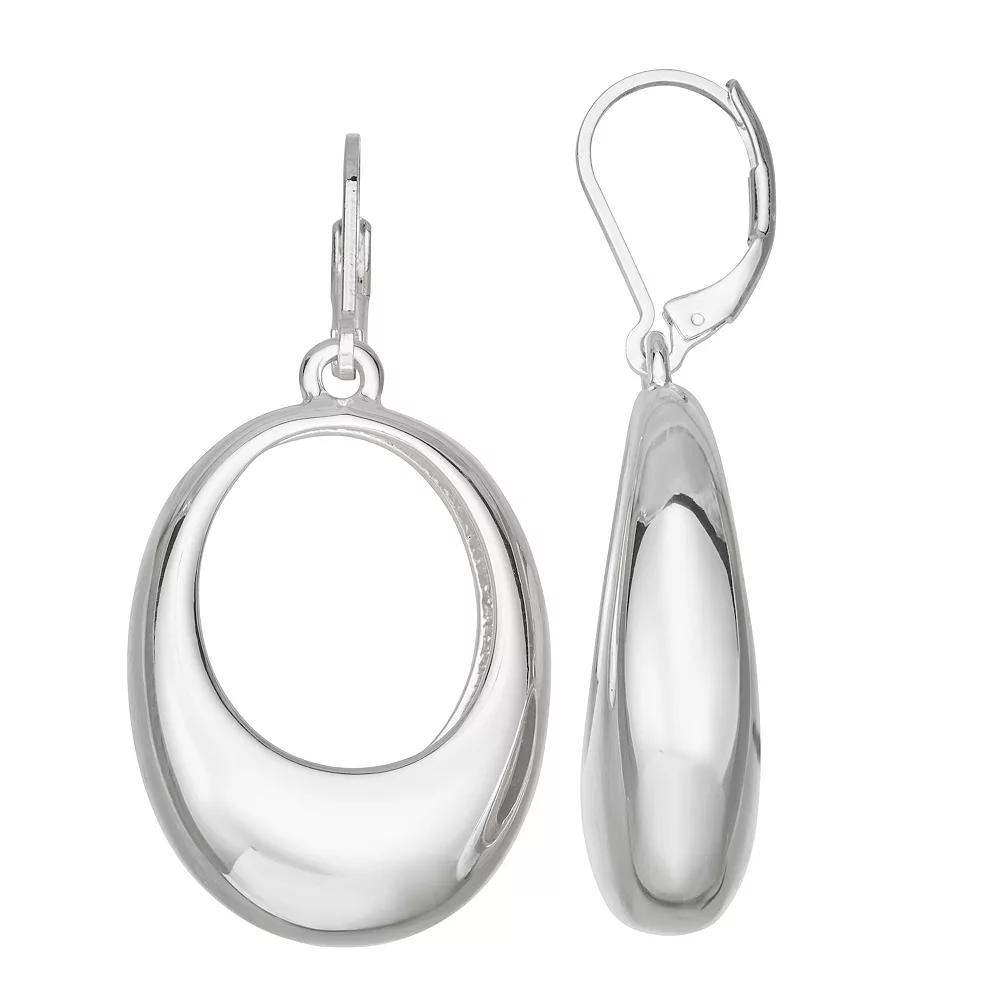 Napier Silver Tone Puffy Leverback Drop Earrings, Women's Product Image