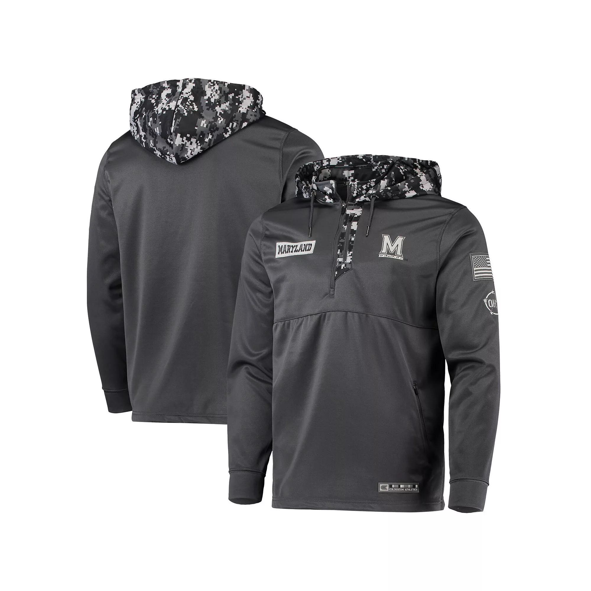 Men's Colosseum Charcoal Maryland Terrapins OHT Military Appreciation Digital Camo Quarter-Zip Hoodie, Size: XL Product Image