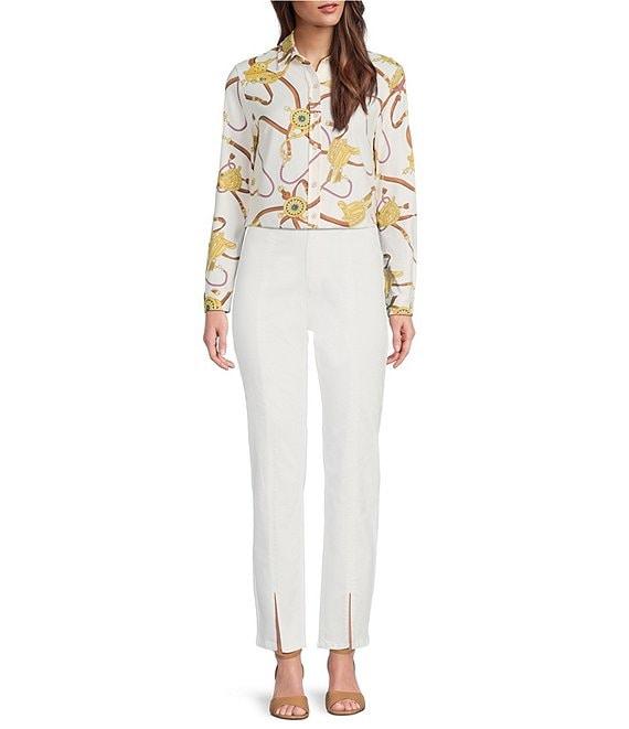 J.McLaughlin Betty Printed Catalina Cloth Point Collar Long Sleeve Button Front Top Product Image
