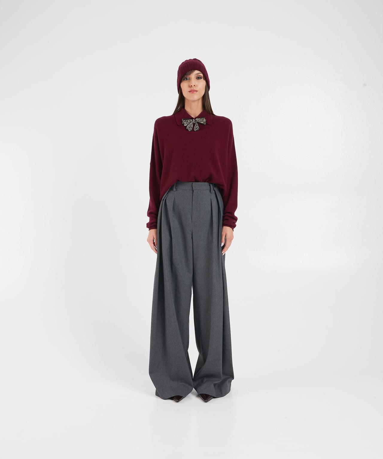 Knit Sweater with Polo Collar Product Image