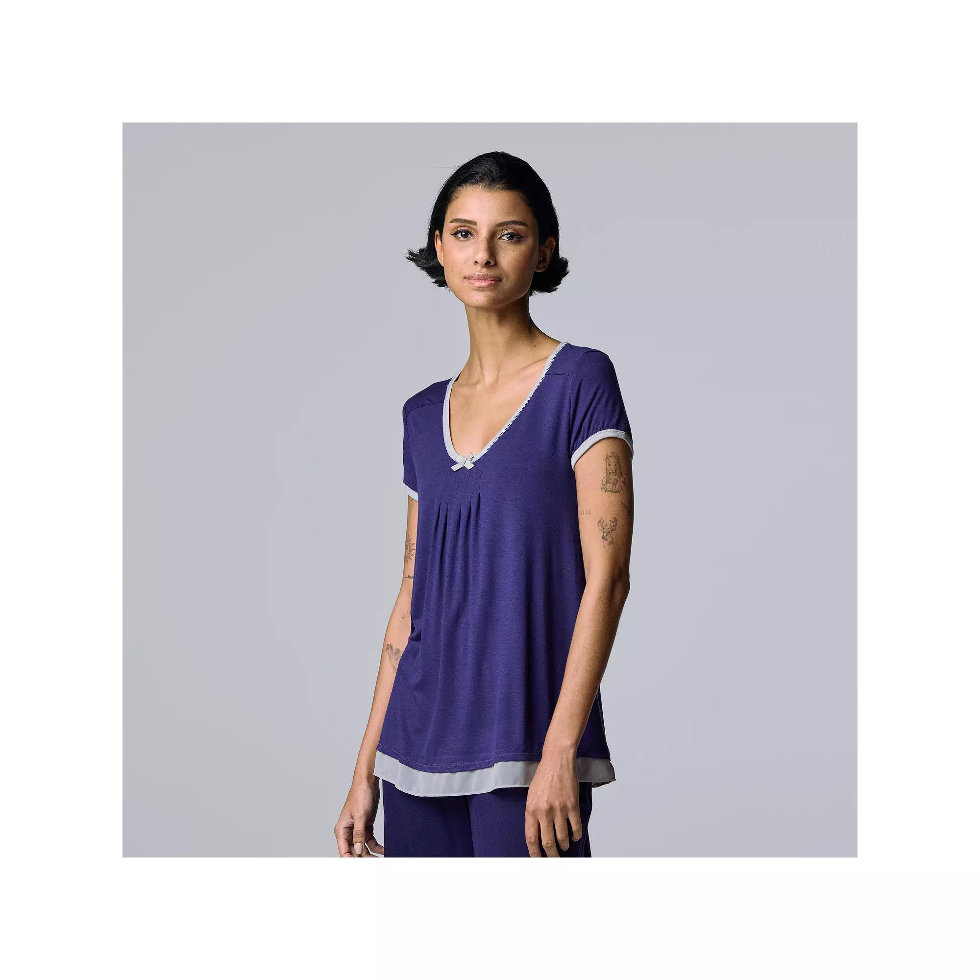 Women's Simply Vera Vera Wang Basic Luxury Pajama Sleep Top,  Product Image
