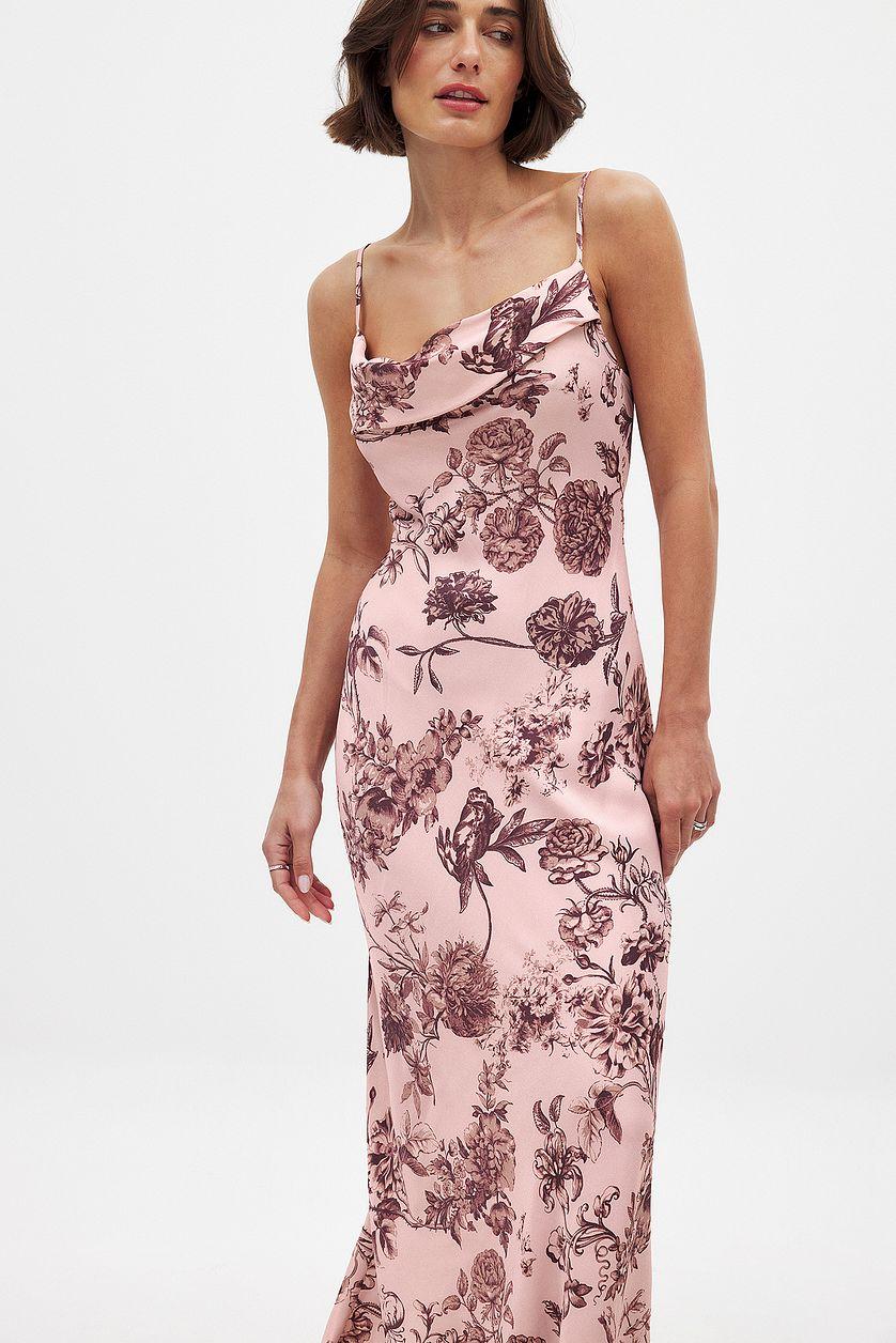 Satin Fold Detail Midi Slip Dress Product Image