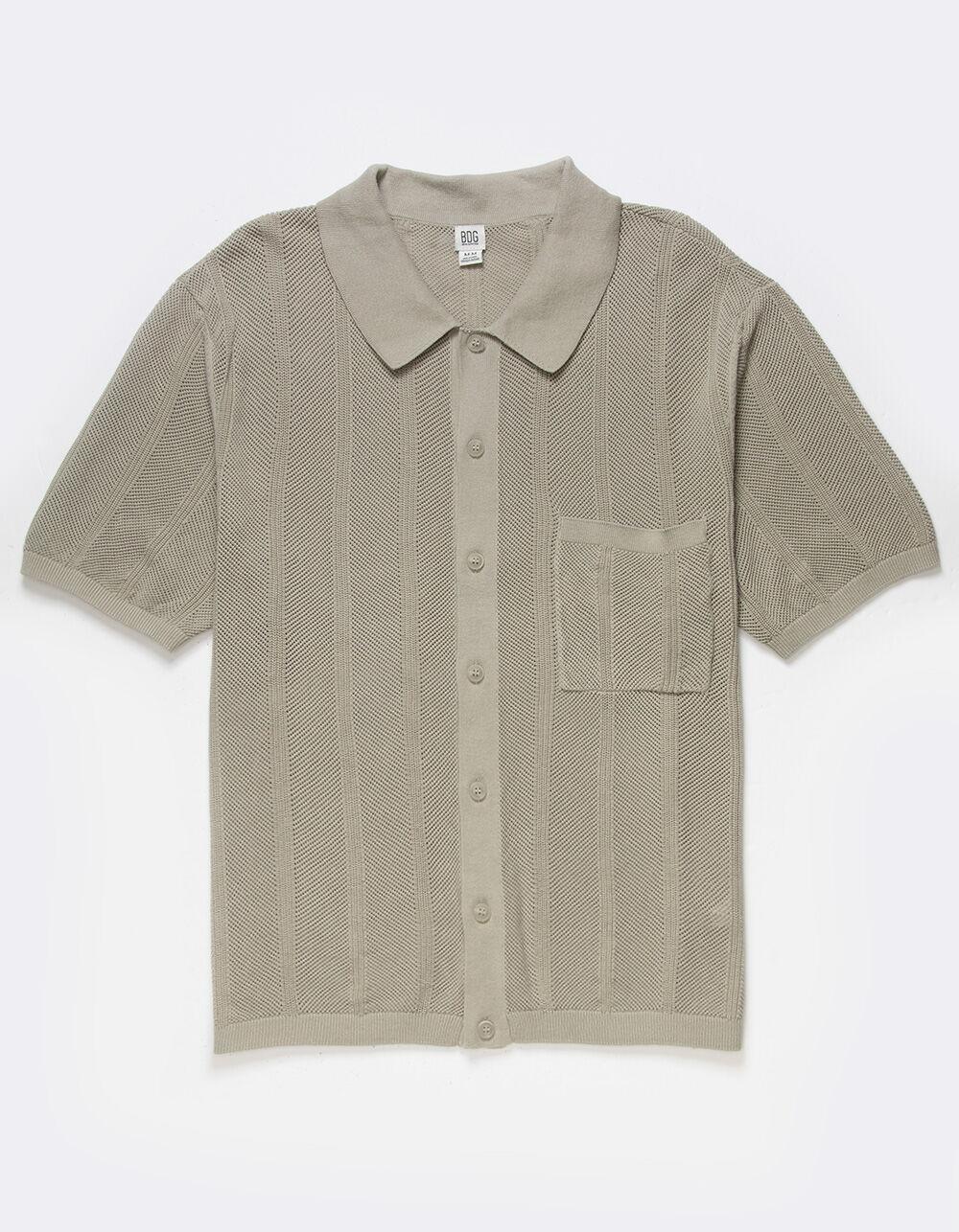 BDG Urban Outfitters Knitted Mens Button Up Shirt - GRAY Product Image