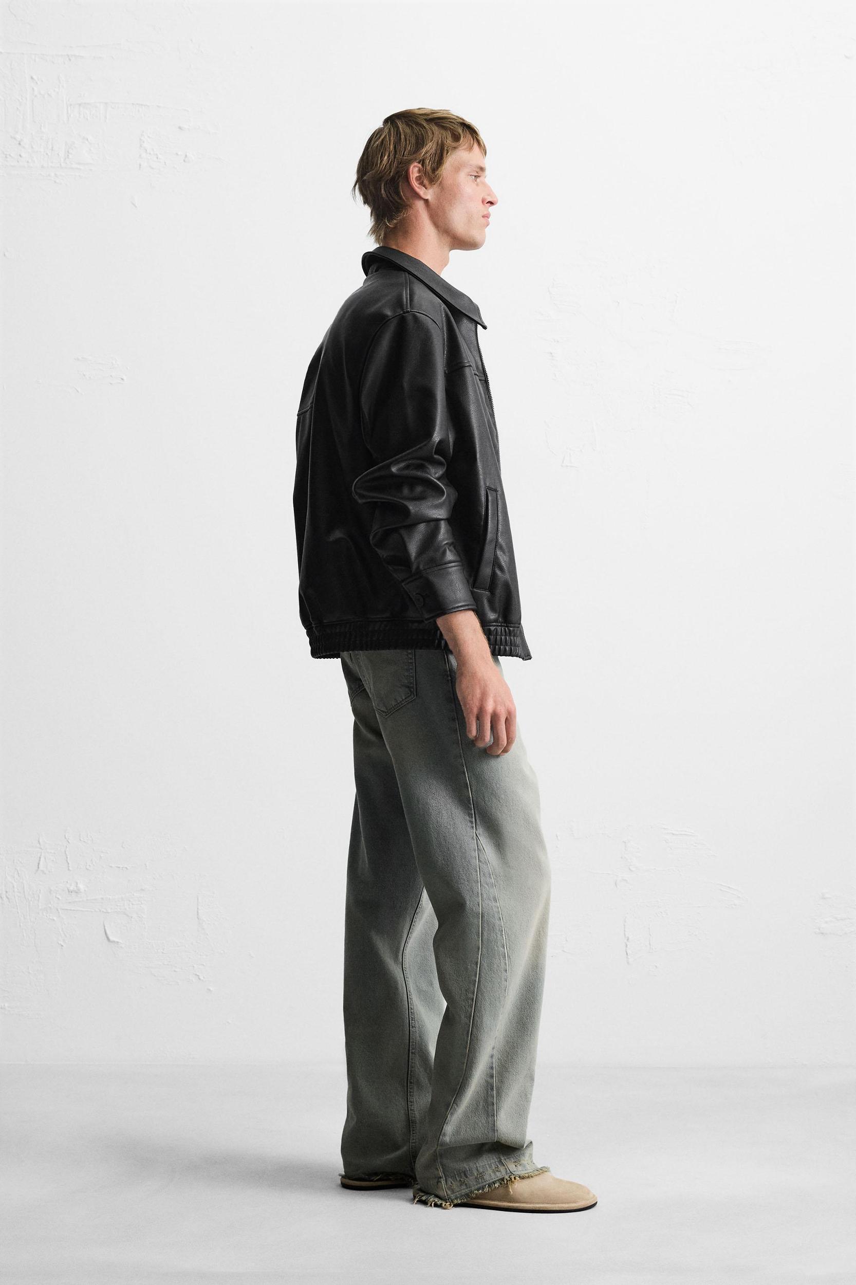 FAUX LEATHER BOMBER JACKET Product Image