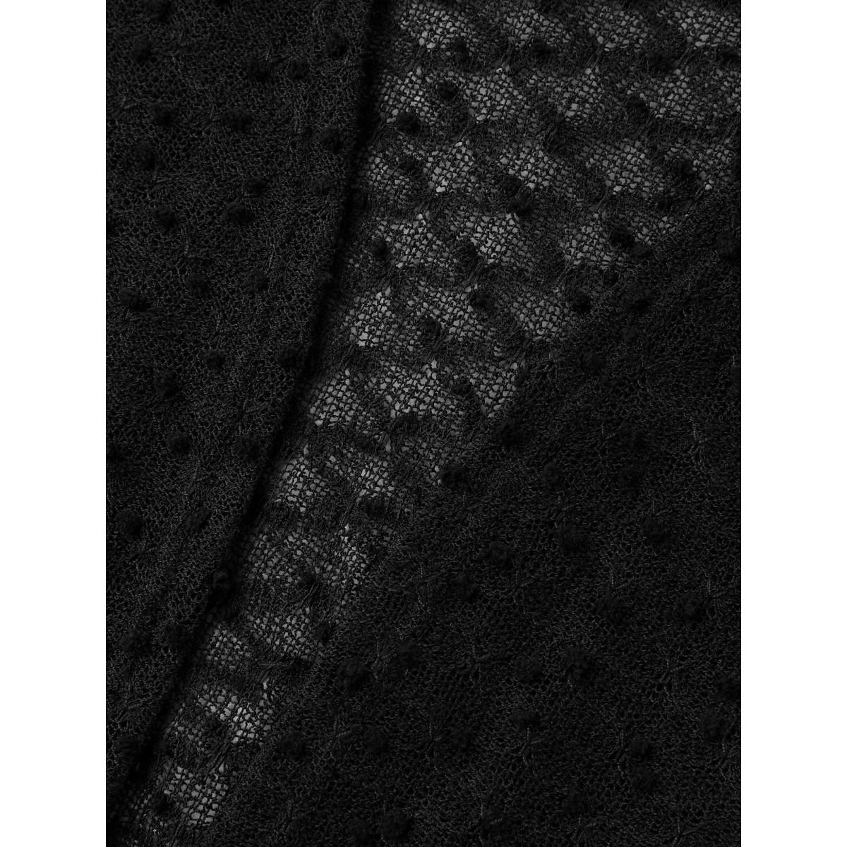 Plus Size Knit Textured Sheer Swim Kimono Cover-Up Women Black Casual Texture Loose Everyday-Casual Kimonos BloomChic 22-24/3X Product Image